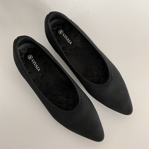 Vivaia Flats Size 42 US 10.5M Black Point-toe Slip-on Washable Travel - Picture 12 of 13